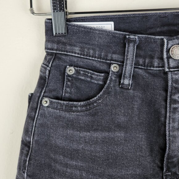 Gap High Rise Kick Fit Flare Raw Hem Jeans in Washed Black sz 23/000P - Picture 8 of 13